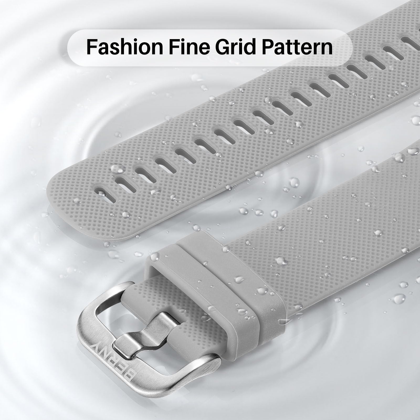 Berny Cinturino Orologio Silicone 22mm Grigio Chiaro