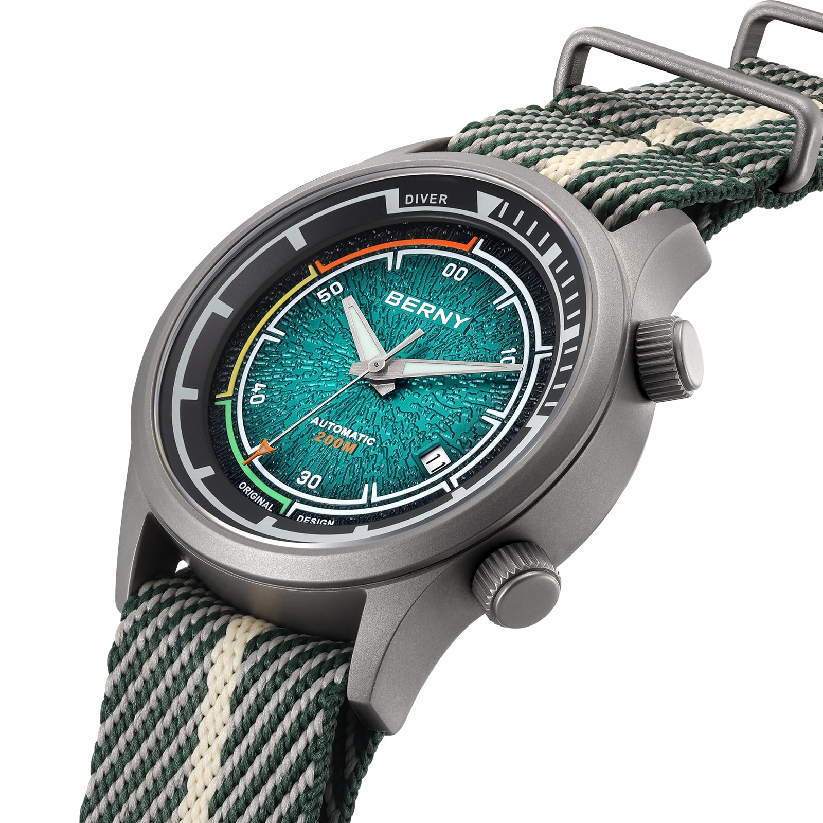 Berny Diver Orologio Automatico Uomo Verde Marrs 200M