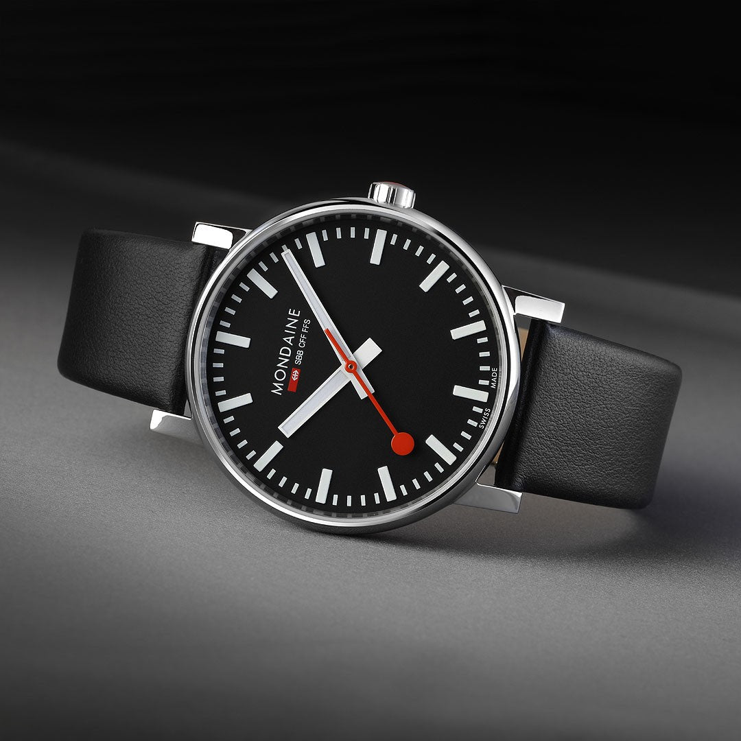 Mondaine evo2 Nero 43mm Orologio Acciaio Zaffiro