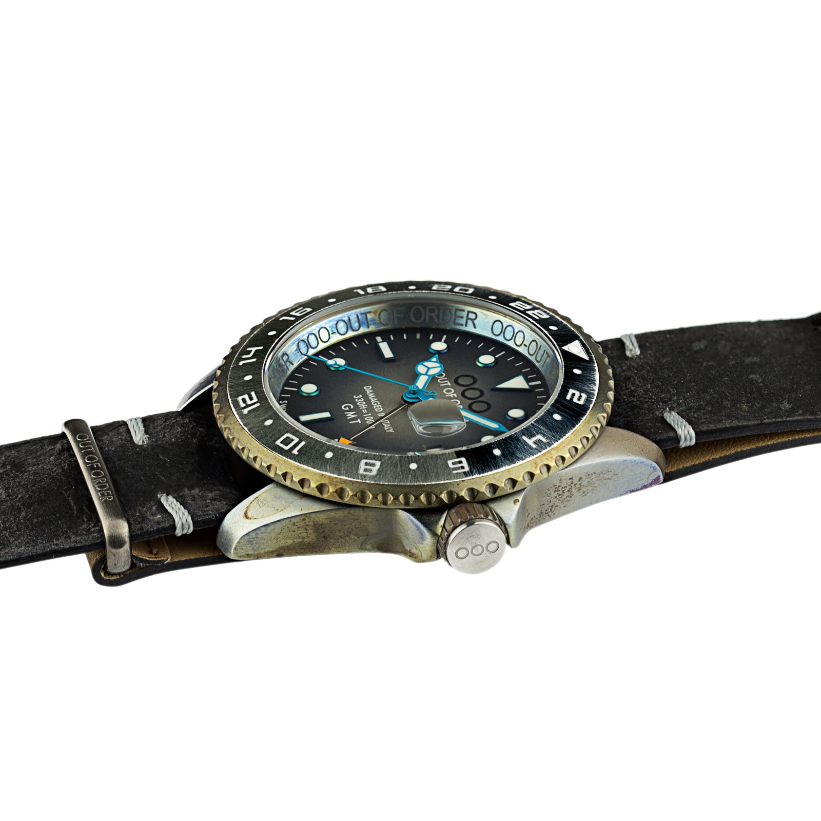Out Of Order GMT Tokyo orologio 44mm pelle secondo fuso