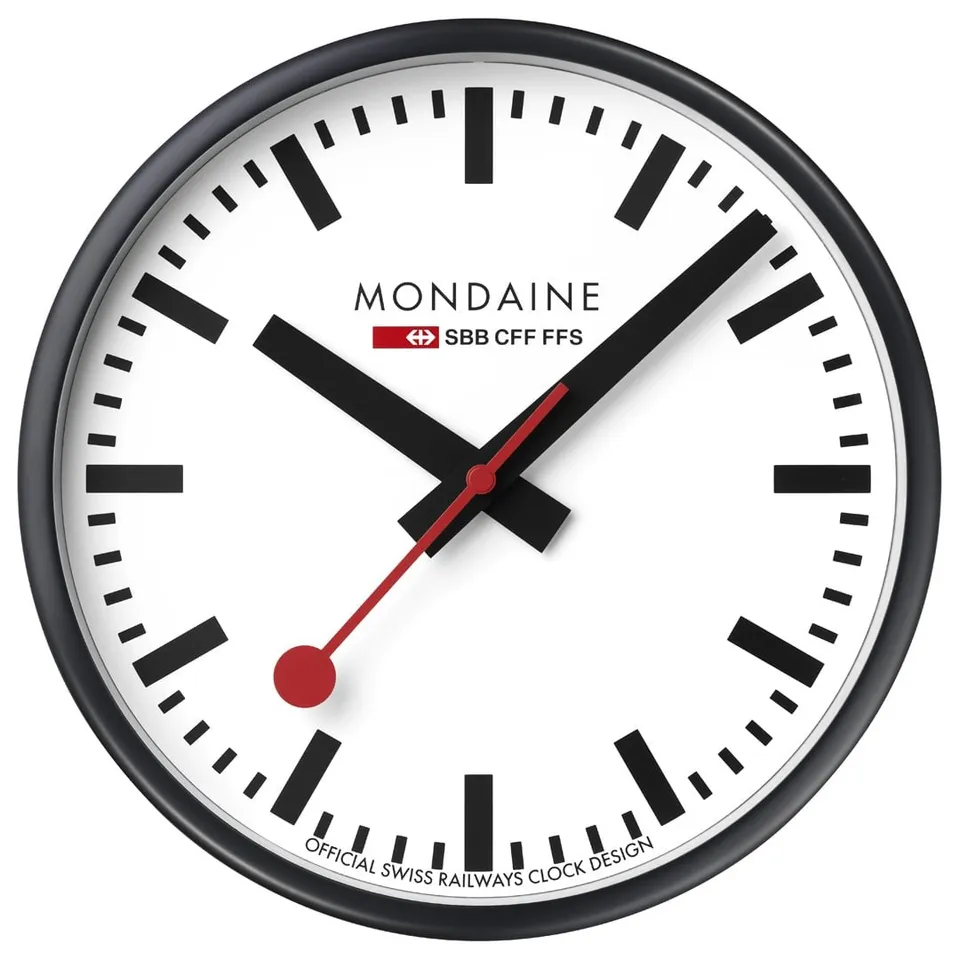 Mondaine Nero Quadrante Bianco orologio da parete 25 cm