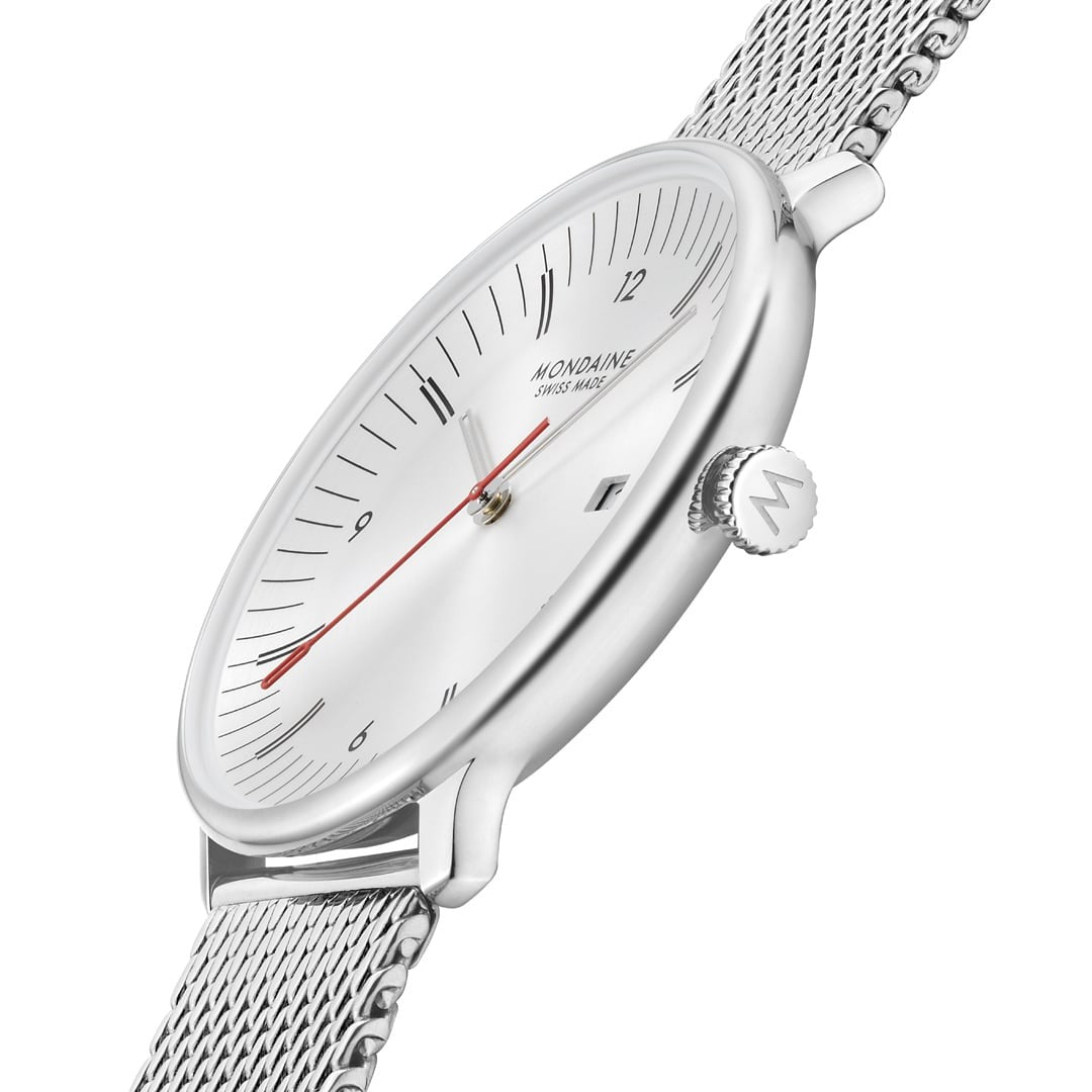 Mondaine Doppio Silver orologio 41mm acciaio argento