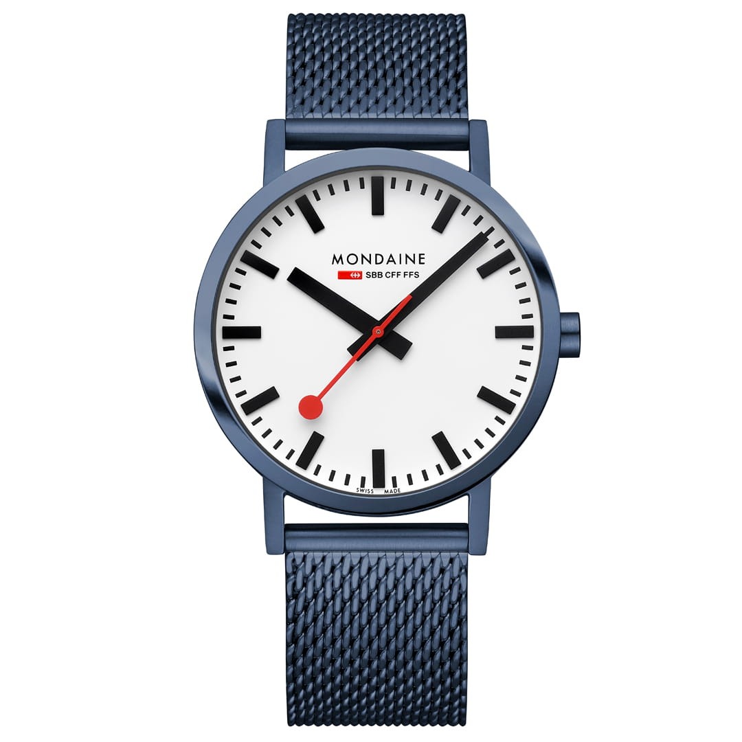 Mondaine Classic Blu 40mm orologio acciaio