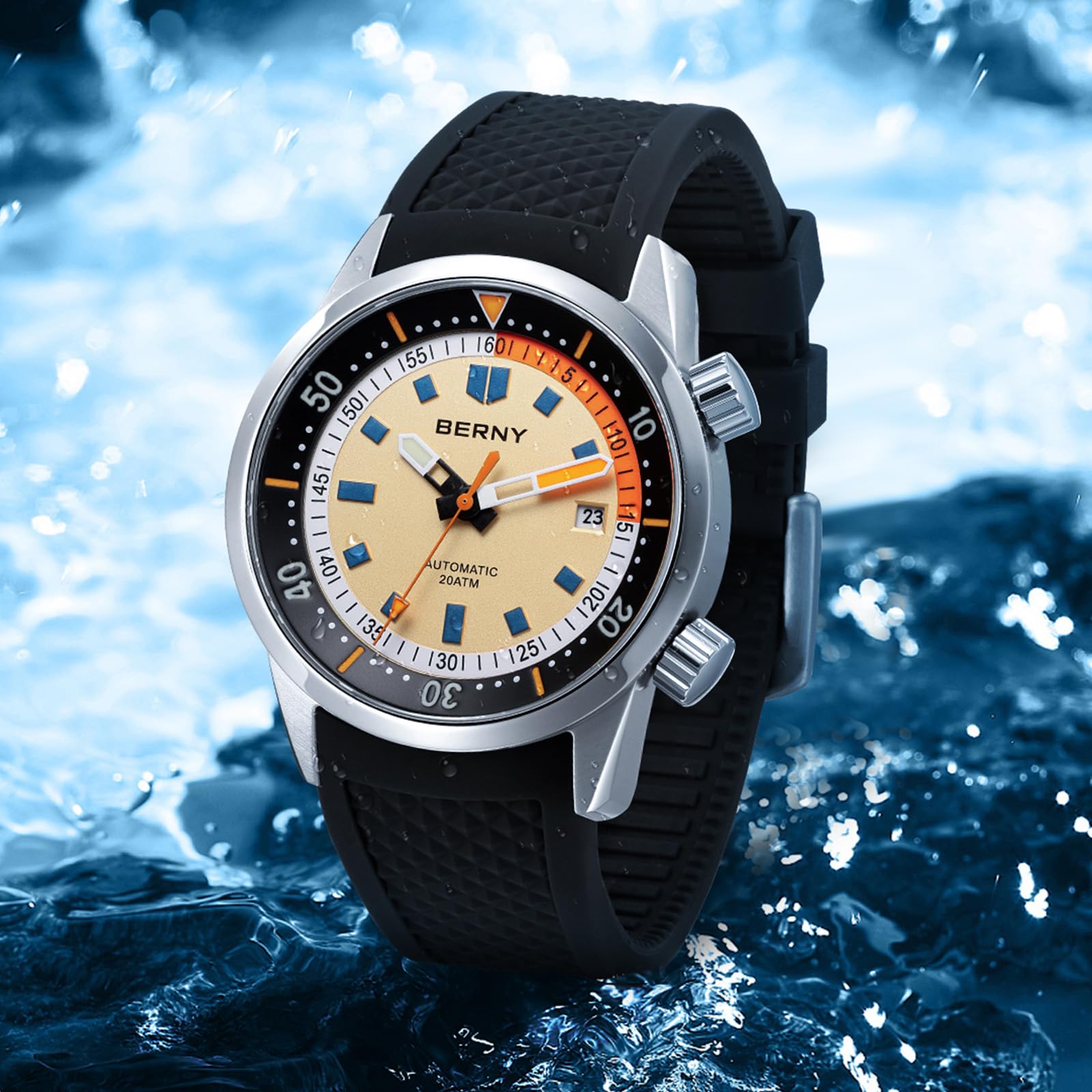 Berny Diver Orologio Uomo Automatico 20ATM Silicone