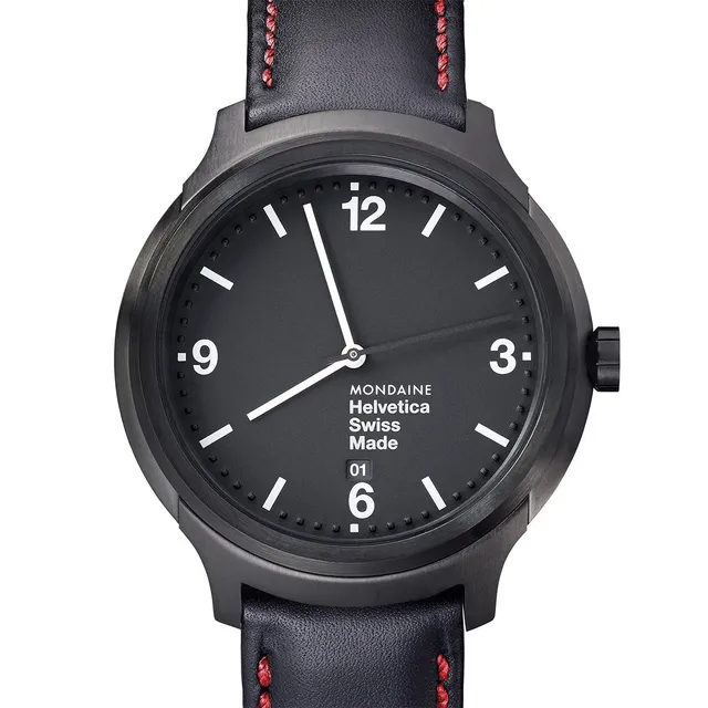 Mondaine Helvetica No1 New York orologio 43 mm pelle