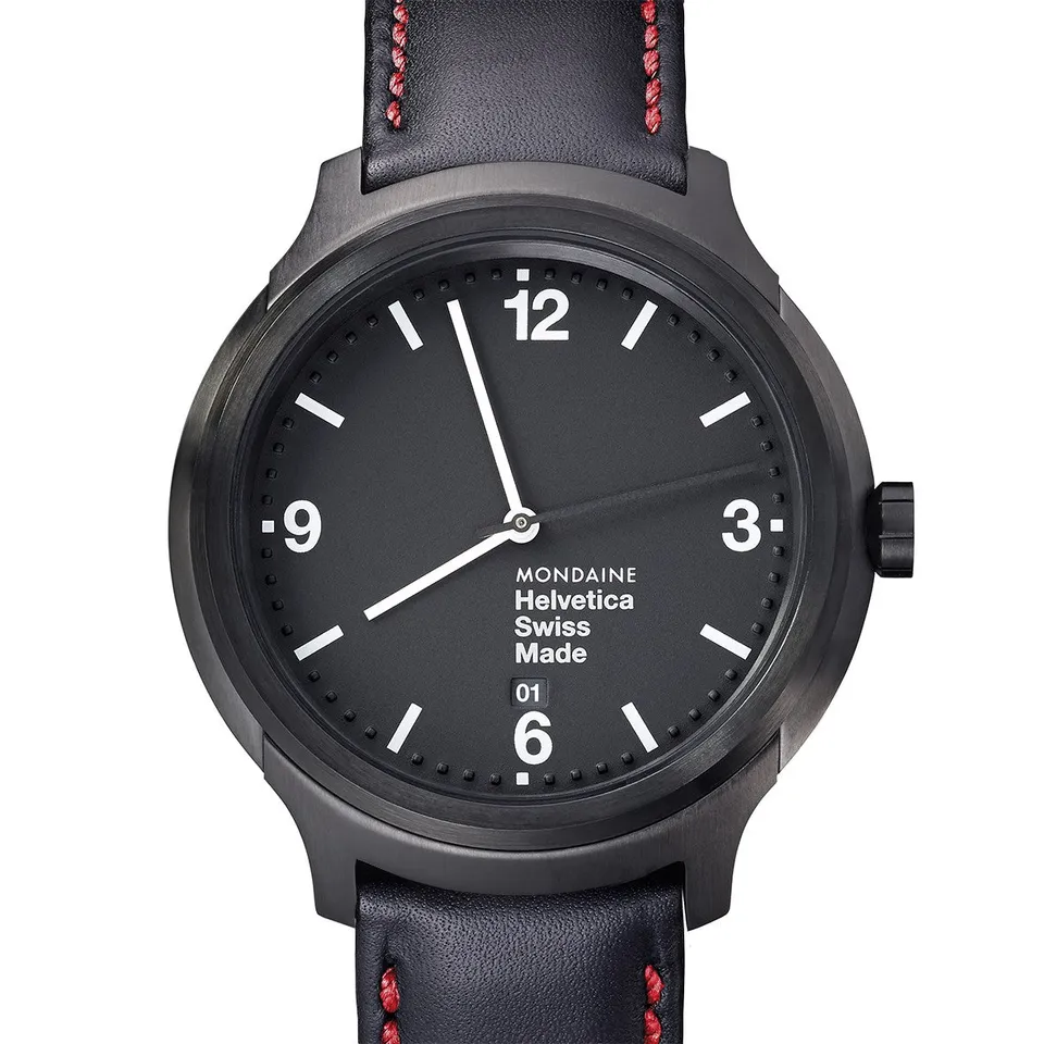 Mondaine Helvetica No1 New York orologio 43 mm pelle