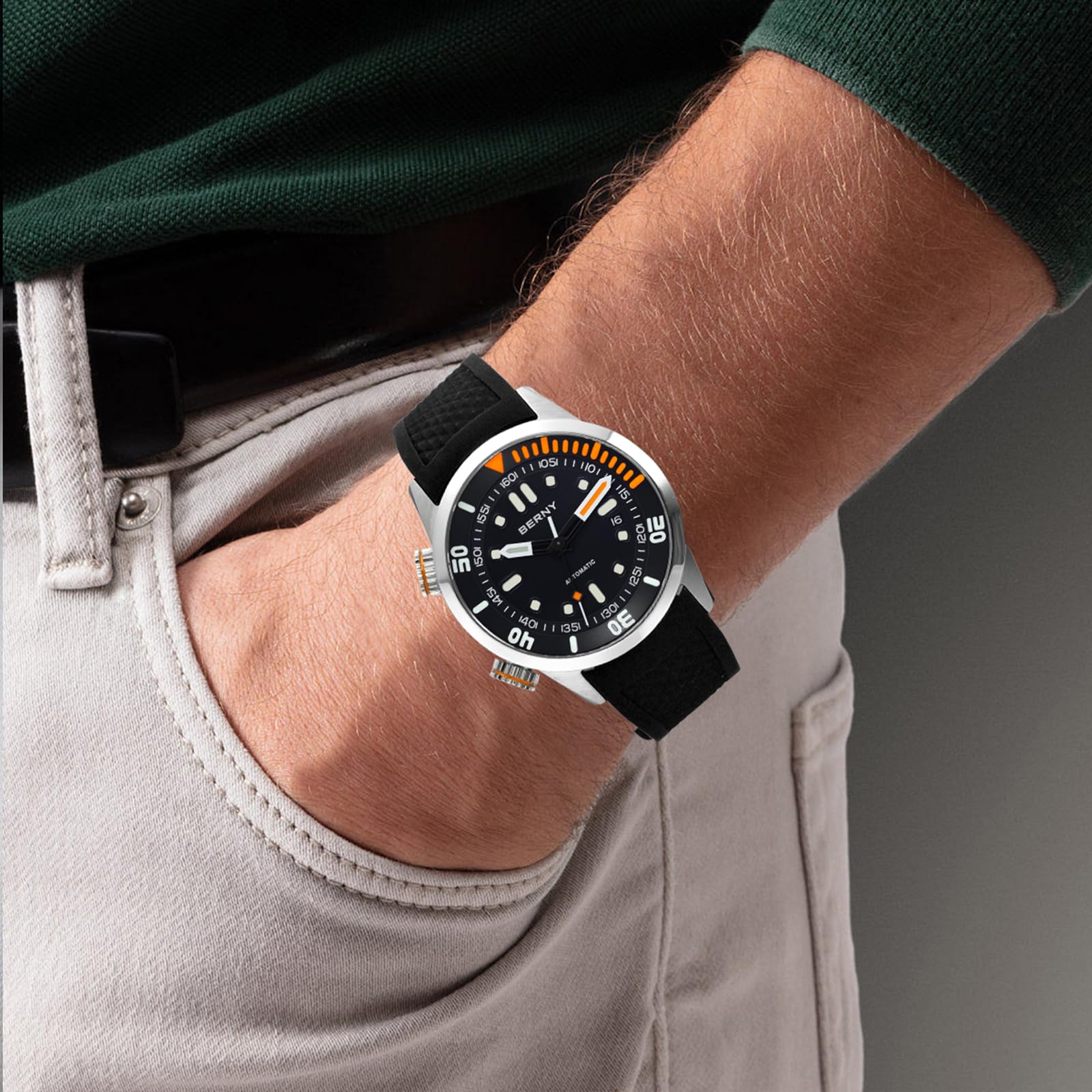 Berny Diver Collection orologio automatico nero 200M