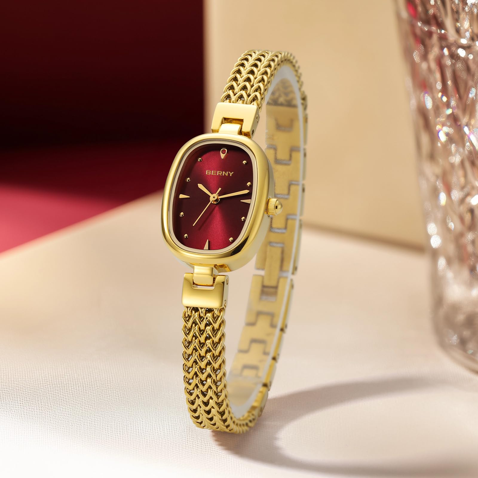 Berny Gold orologio quarzo donna rosso ovale