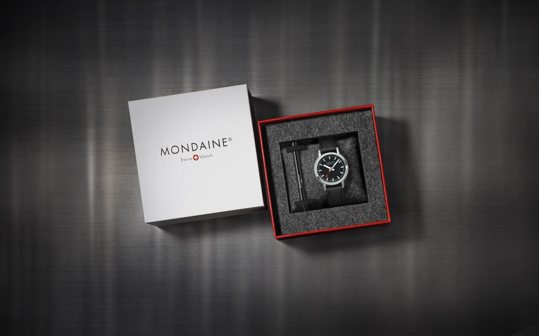 Mondaine Stop2go Nero 34 mm orologio zaffiro