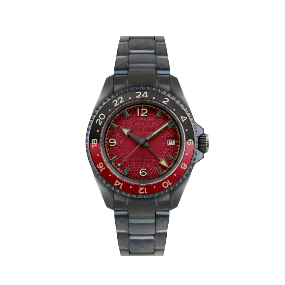 Out Of Order Trecento Rosso Rubino orologio GMT 40mm acciaio