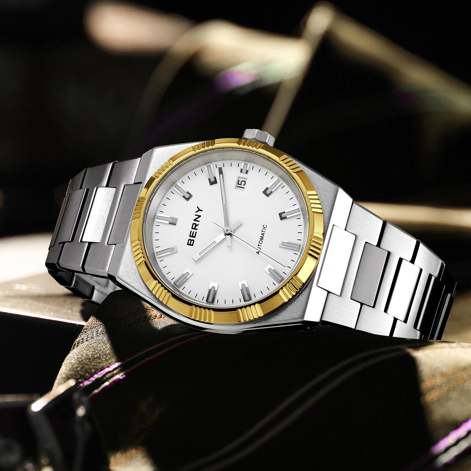Berny orologio automatico dress bianco 3 lunette