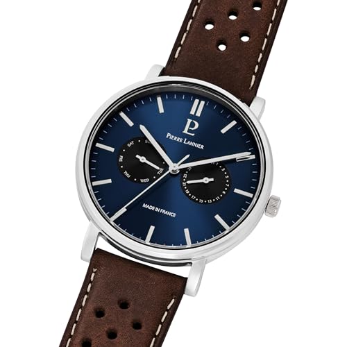 Pierre Lannier Essential Orologio Pelle Blu Quadrante Argento