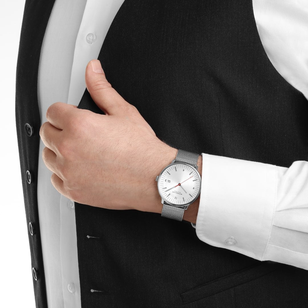 Mondaine Doppio Silver orologio 41mm acciaio argento