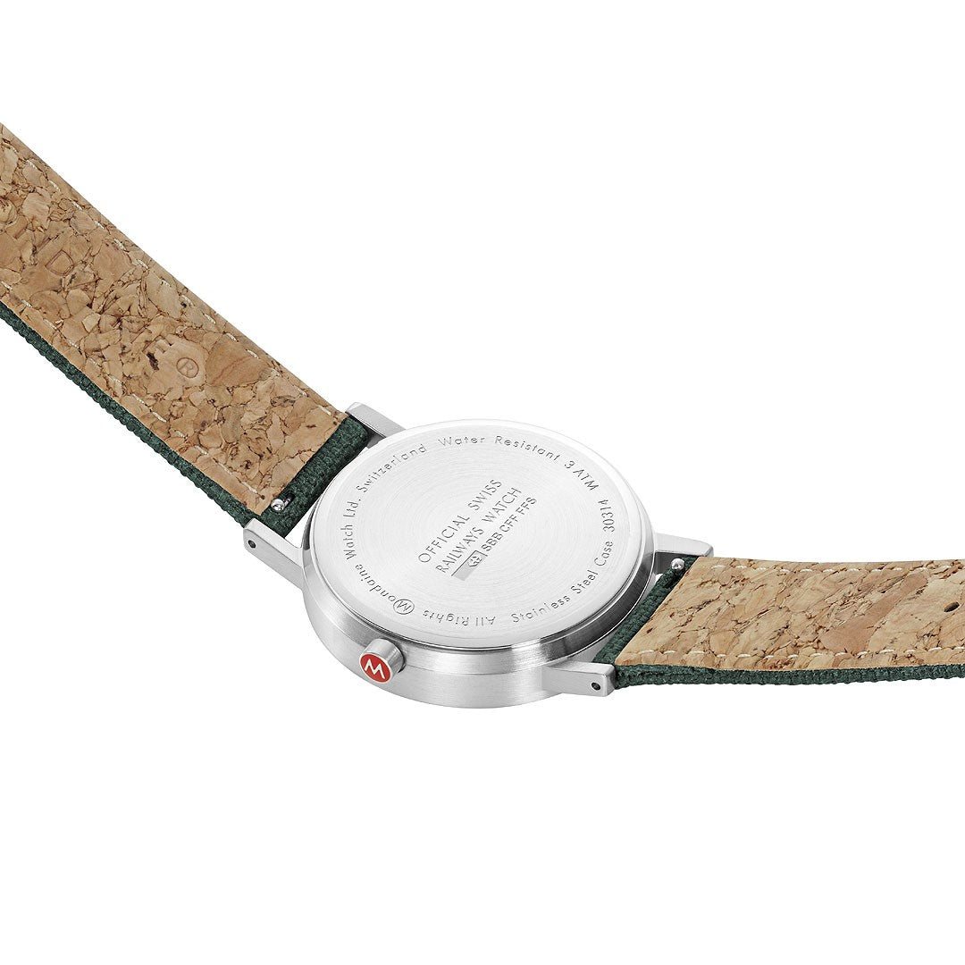 Mondaine Classic orologio 36 mm verde tessuto