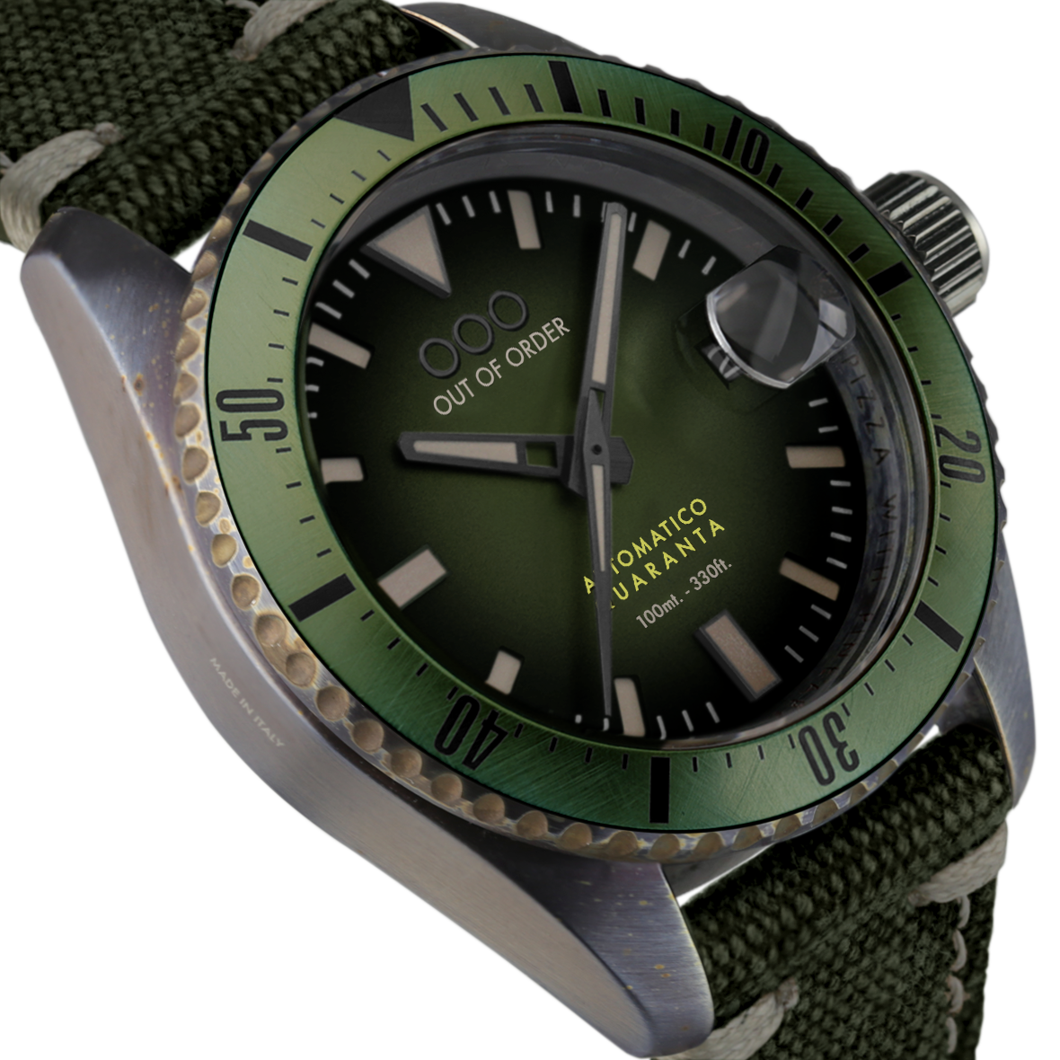 Out Of Order Automatico Quaranta Green Canvas orologio verde 40 mm