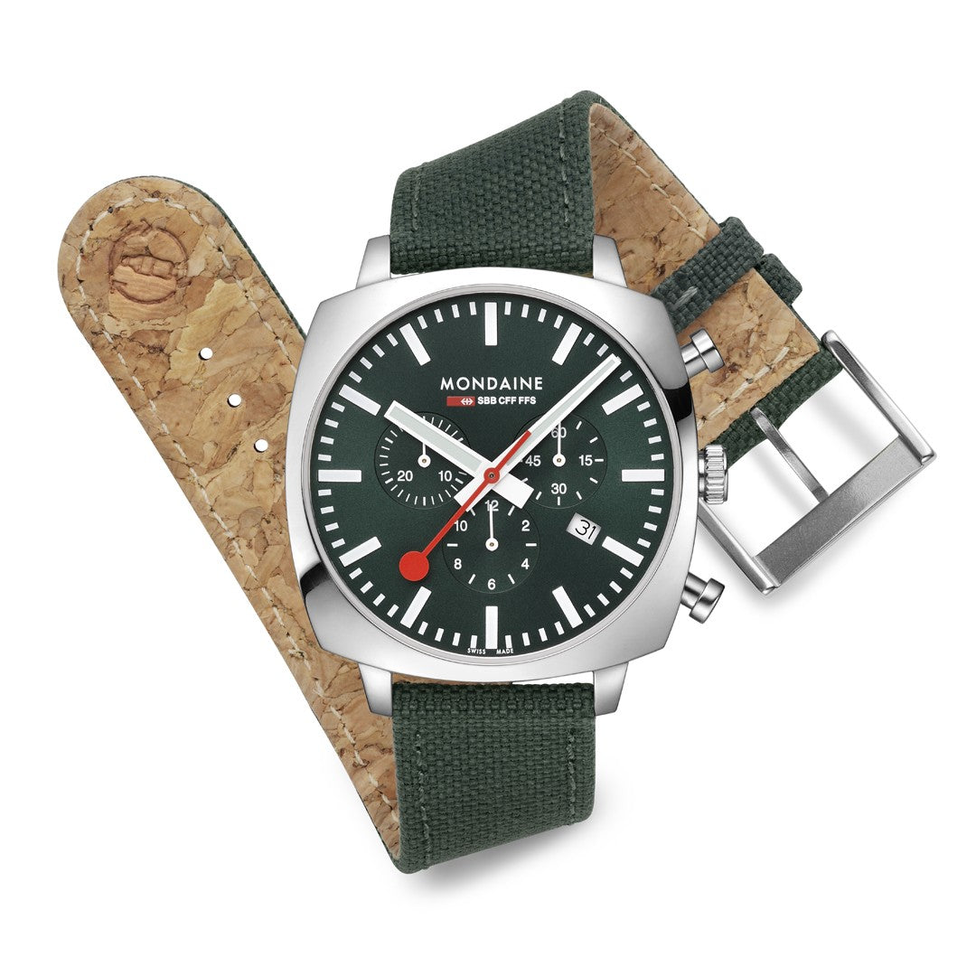 Mondaine Grand Cushion Cronografo Verde 41 mm quarzo