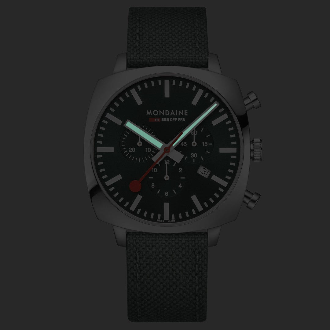 Mondaine Grand Cushion Cronografo Verde 41 mm quarzo