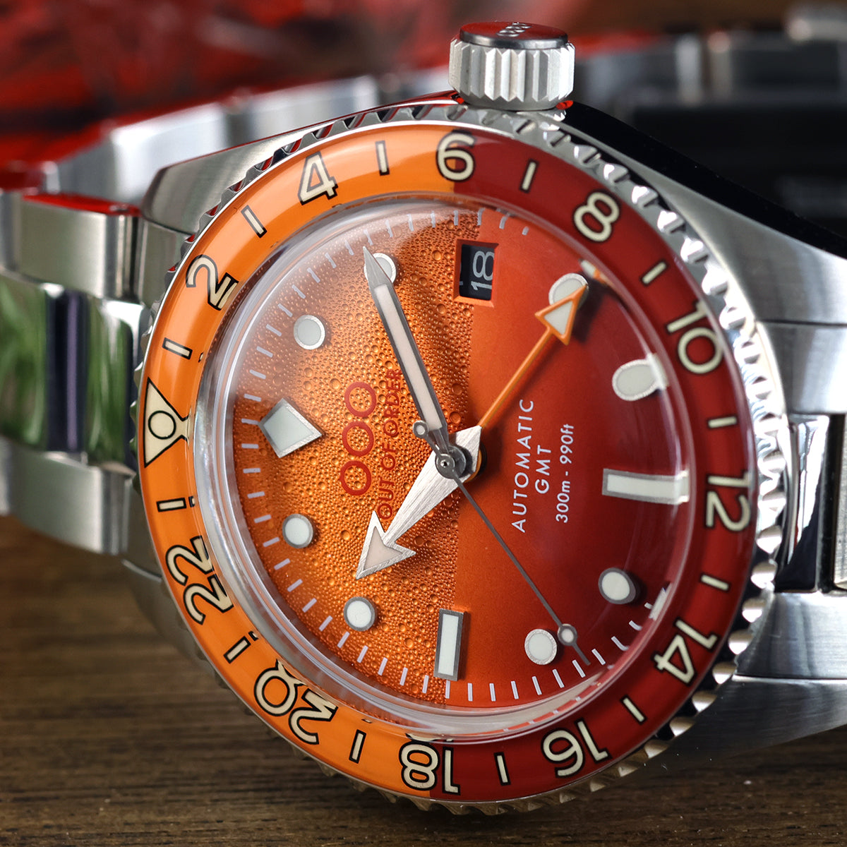 Out Of Order Shaker Negroni orologio automatico GMT 40 mm arancione