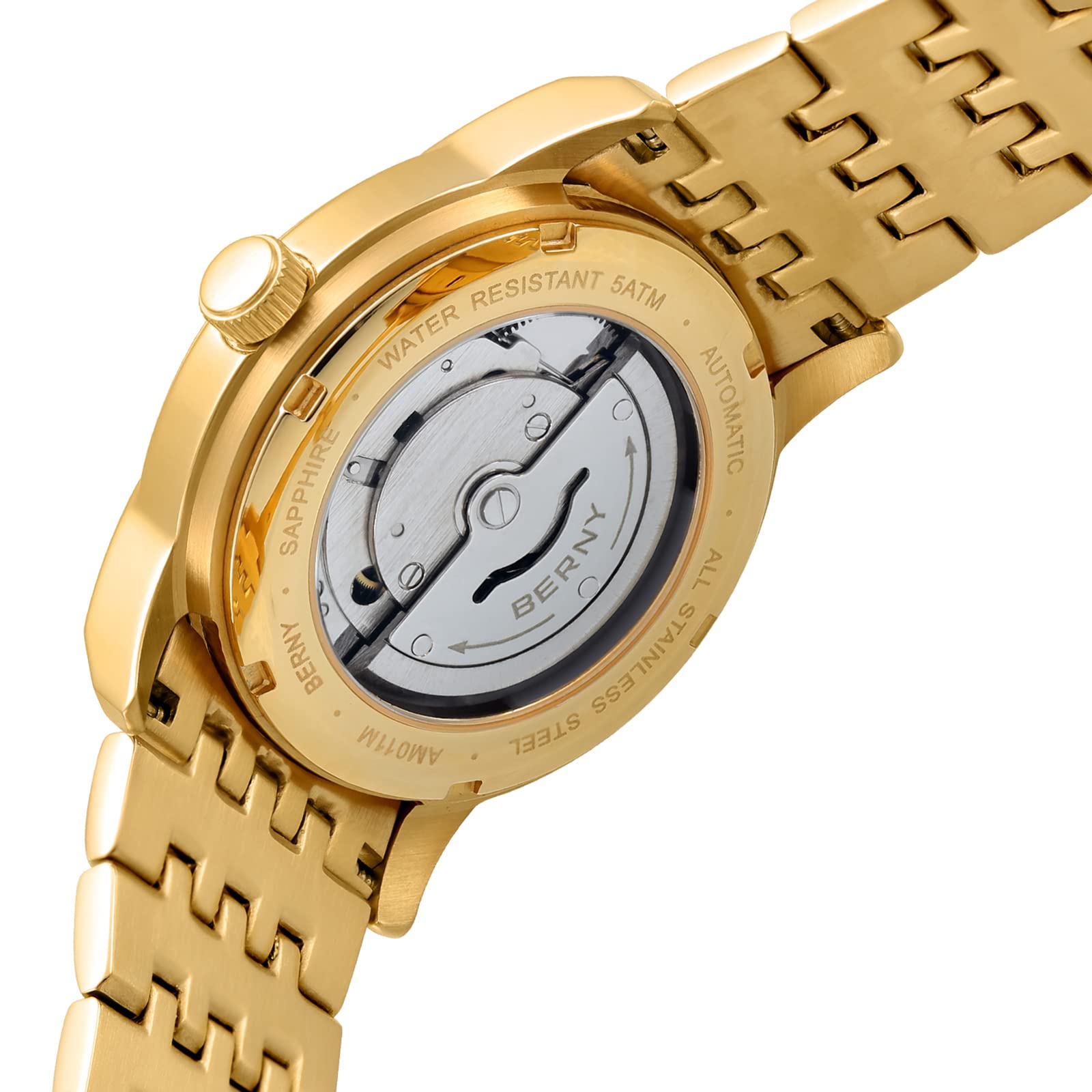 Berny Dress orologio scheletro oro automatico uomo
