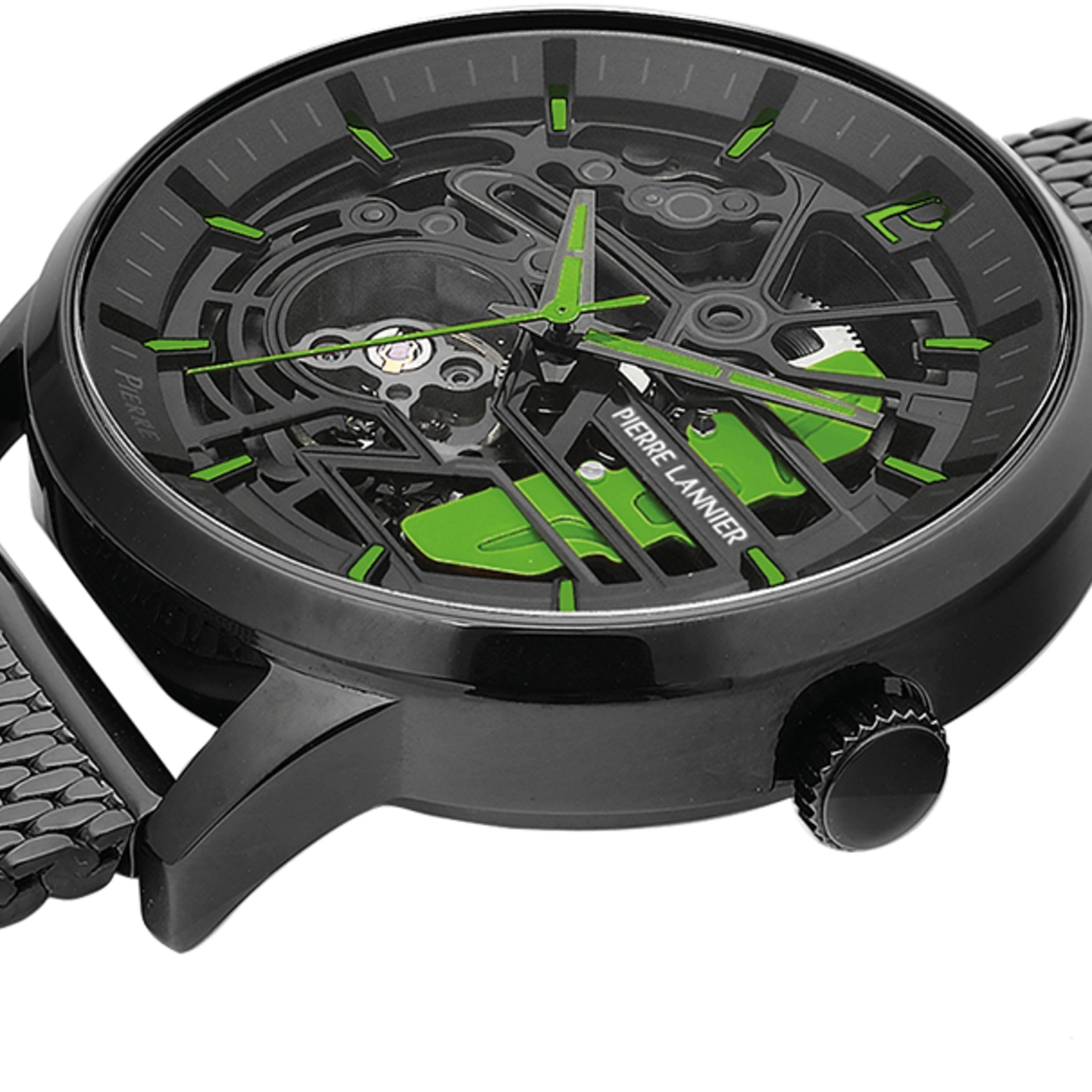 Pierre Lannier Paddock orologio nero milanese 22 mm