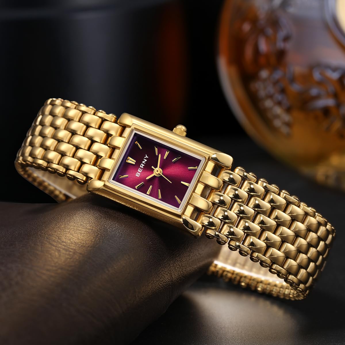 Berny Gold Orologio Donna Rosso Rettangolare