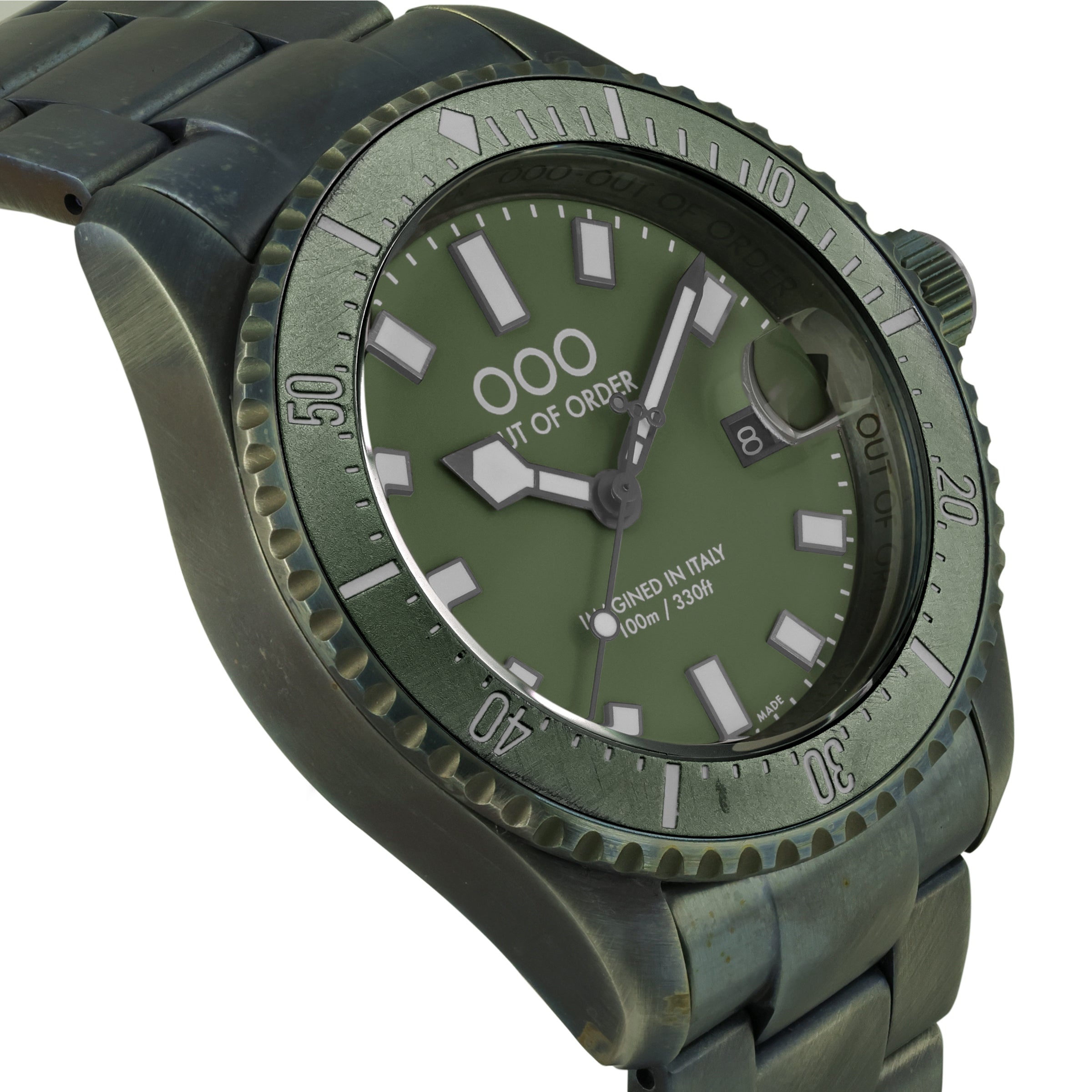 Out Of Order Casanova Verde Oliva orologio 44mm ultra distressed
