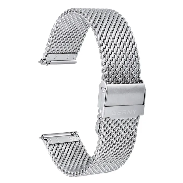 Berny Milanese Cinturino Orologio 22mm Argento Acciaio