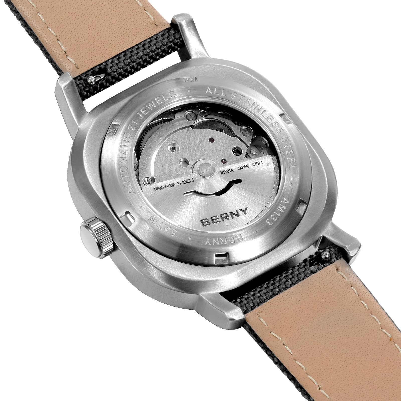 Berny orologio automatico zaffiro nero luminoso