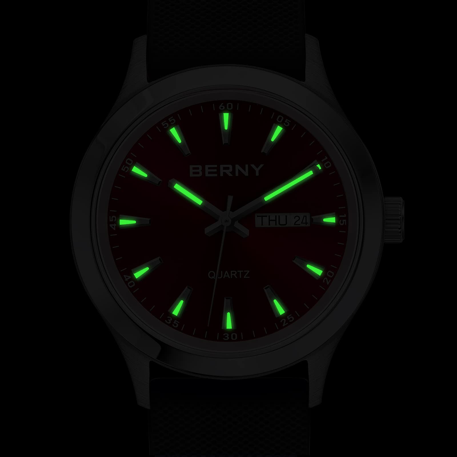 Berny orologio quarzo uomo Miyota 2105 silicone rosso