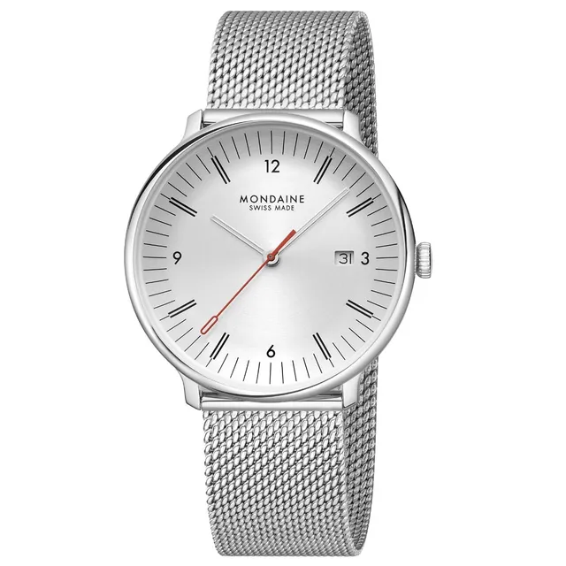 Mondaine Doppio Silver orologio 41mm acciaio argento