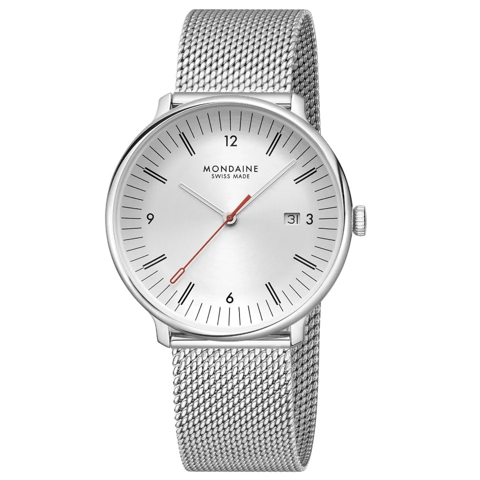 Mondaine Doppio Silver orologio 41mm acciaio argento