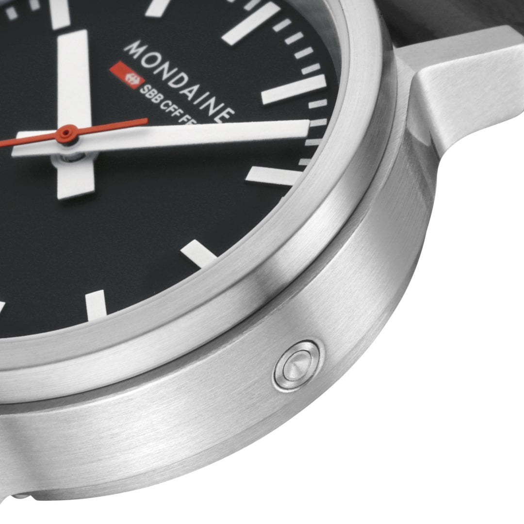 Mondaine Stop2go Nero 34 mm orologio zaffiro