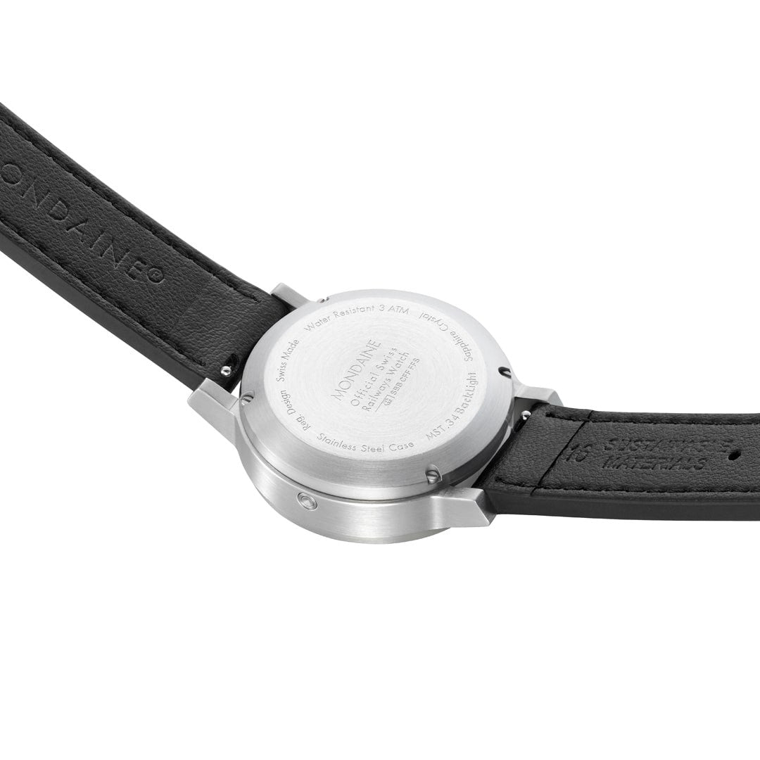 Mondaine Stop2go Bianco Backlight orologio 34 mm acciaio