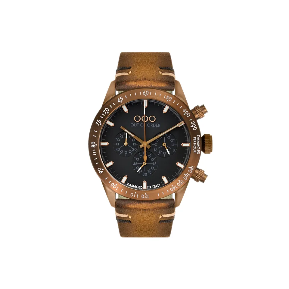 Out Of Order Bronzo Cronografo Quarzo 42mm Nero Pelle