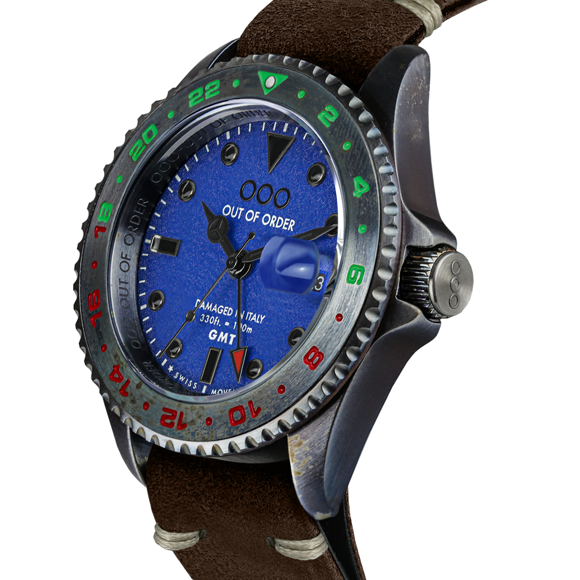 Out Of Order Roma Capitale orologio GMT pelle blu 44 mm