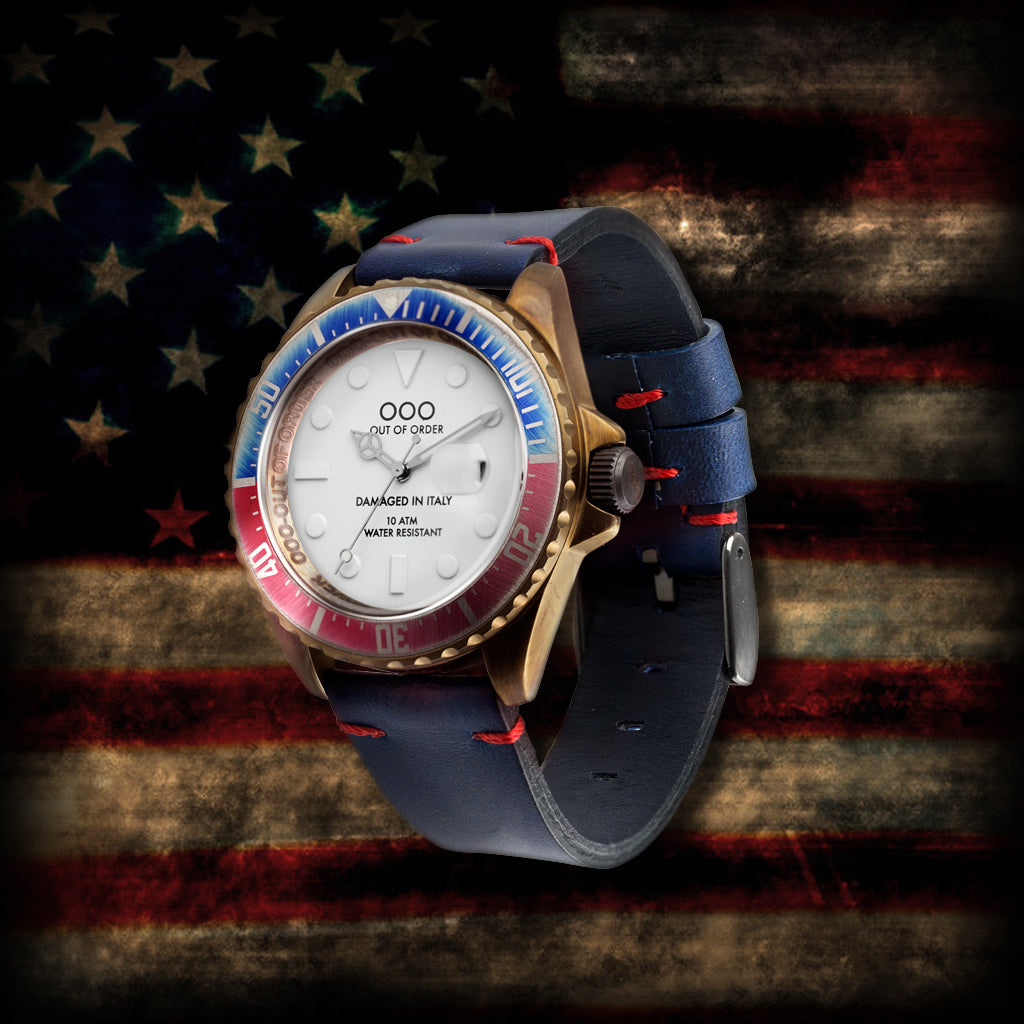 Out Of Order Minuteman Orologio Quarzo Pelle Blu Edizione Limitata