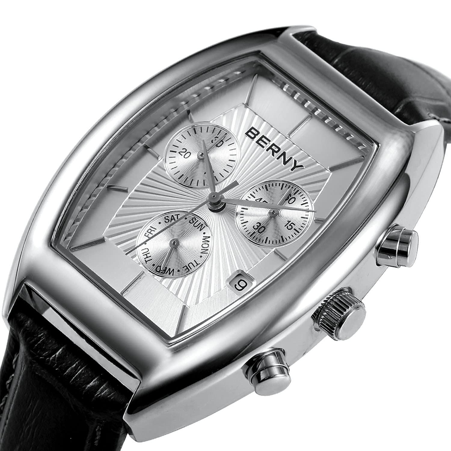 Berny Orologio Uomo Pelle Rettangolare Retrò