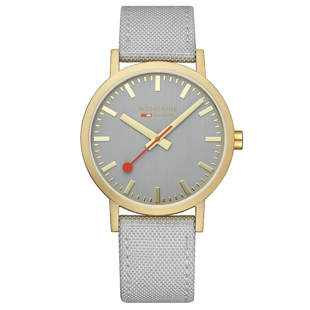 Mondaine Classic orologio oro 40 mm tessuto