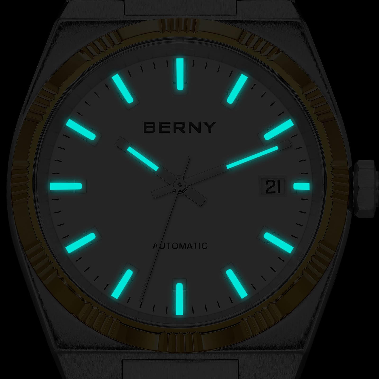 Berny orologio automatico dress bianco 3 lunette