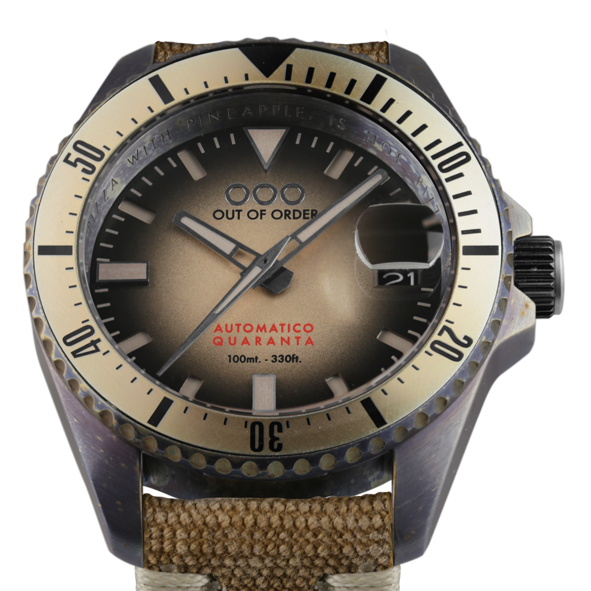 Out Of Order Sand Automatico Quaranta Canvas Orologio 40mm