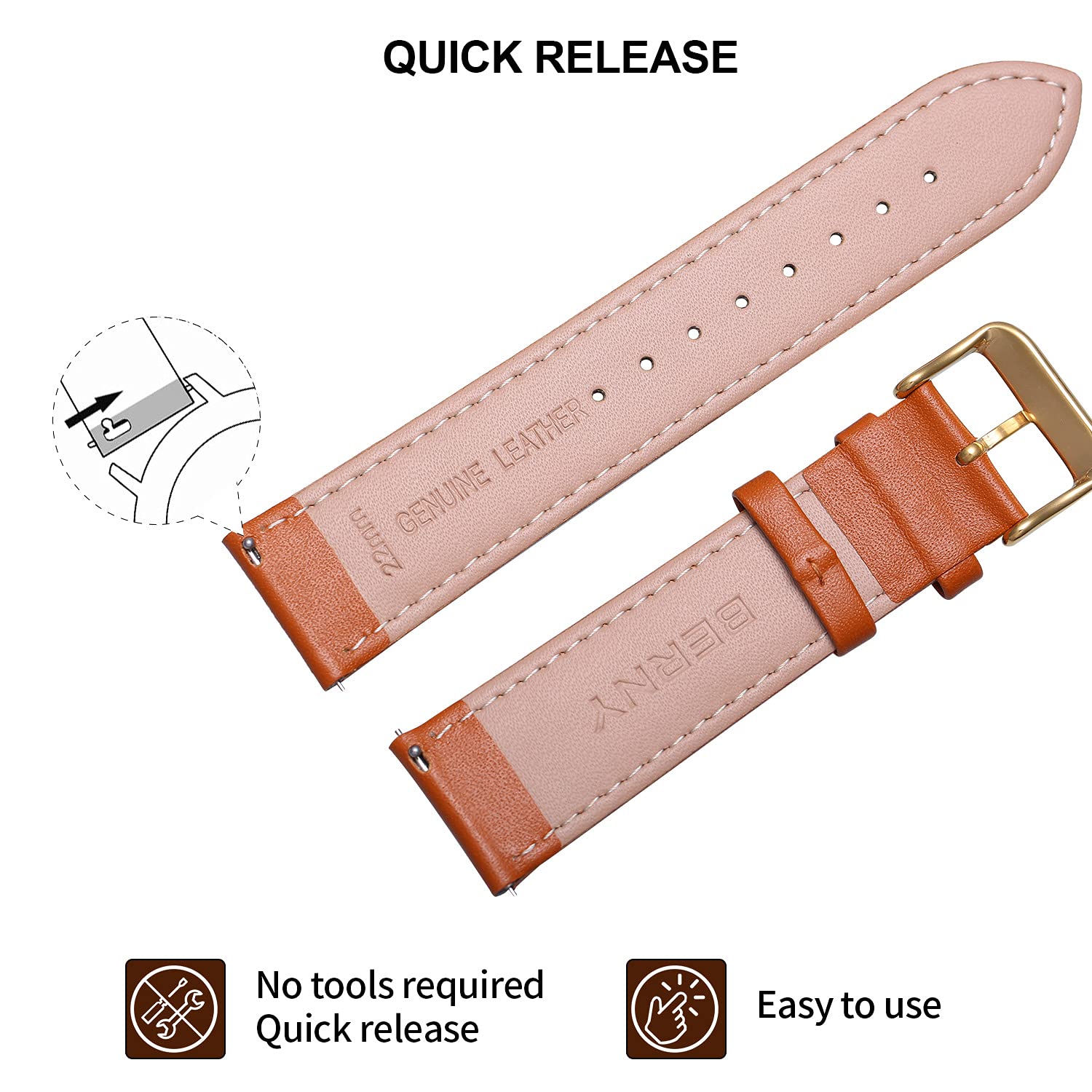 Berny Cinturino orologio pelle marrone 20mm