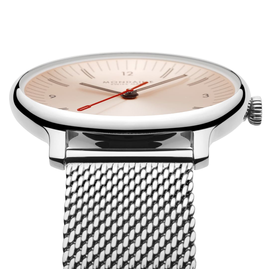 Mondaine Doppio orologio rose gold 33 mm moiré