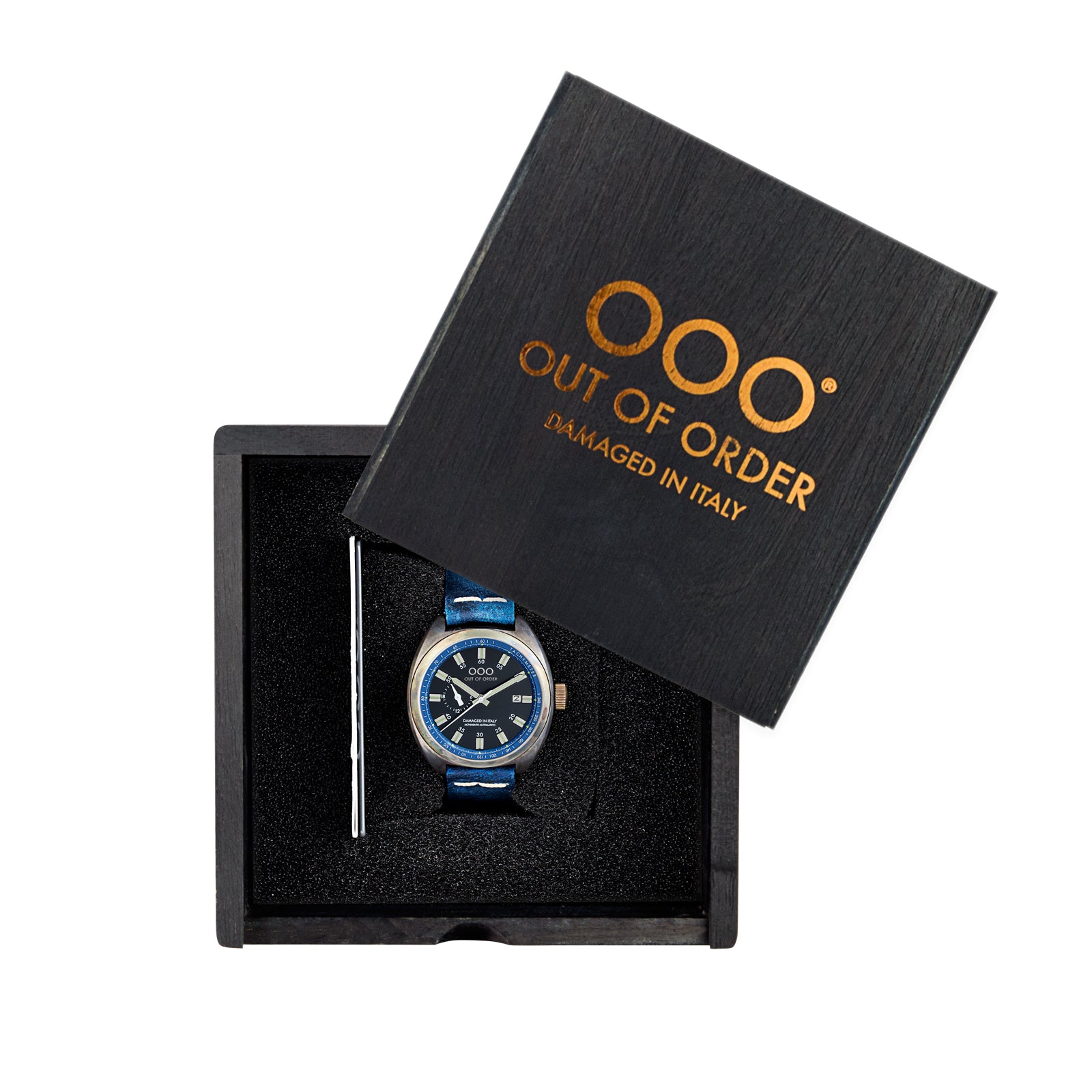Out Of Order Torpedine Blue orologio automatico 42 mm pelle nero