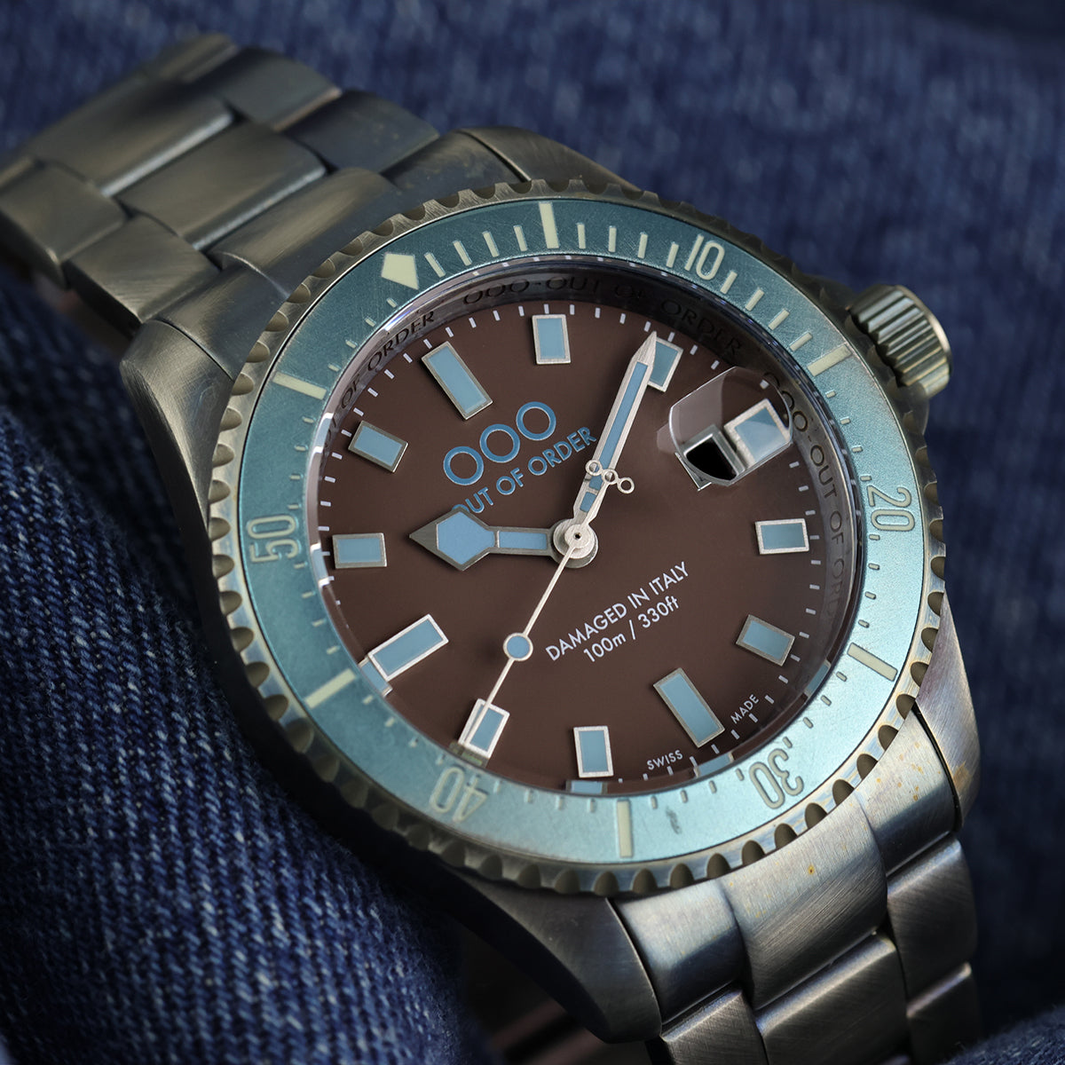 Out Of Order Casanova Orologio Quarzo 44 Mm Turchese Marrone