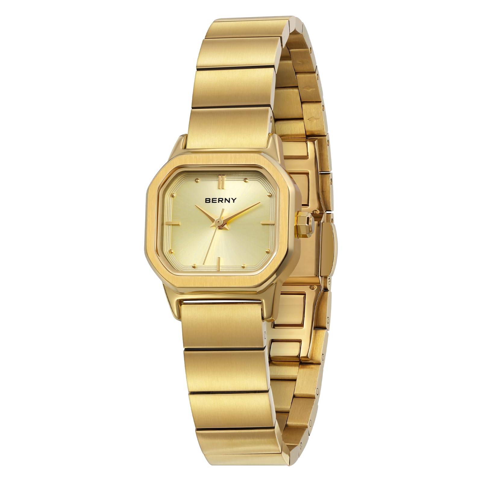 Berny Orologio Donna Quadrato Rosa Quarzo Acciaio