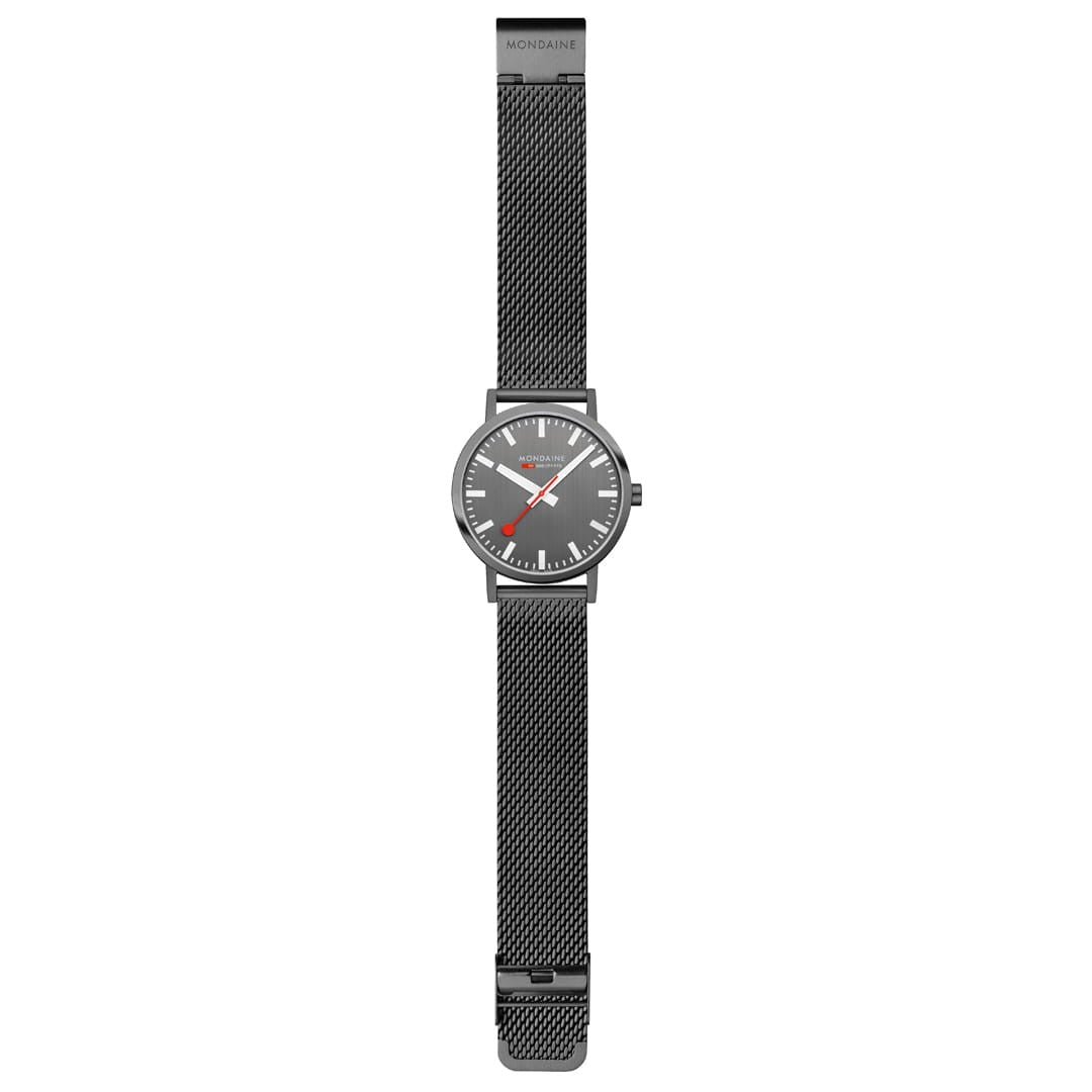 Mondaine Classic Grigio Antracite 40mm orologio maglia milanese