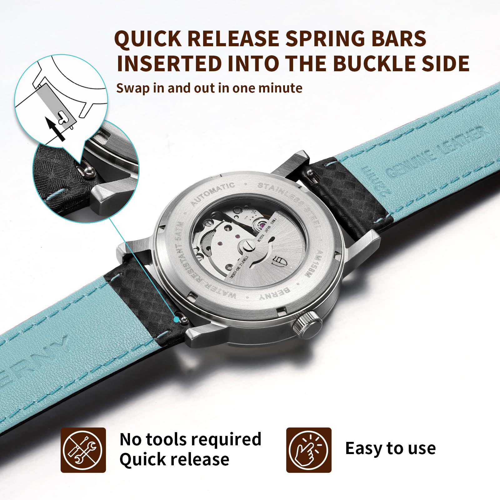 Berny Cinturino Orologio Silicone 22 mm Nero Sgancio Rapido