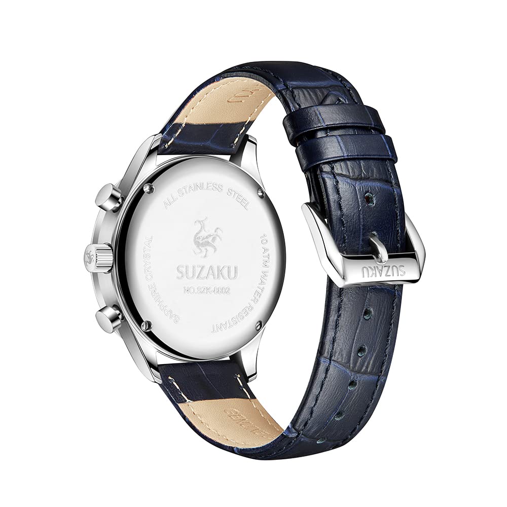 Suzaku Chronograph Orologio Quarzo Uomo 40 mm Blu Pelle