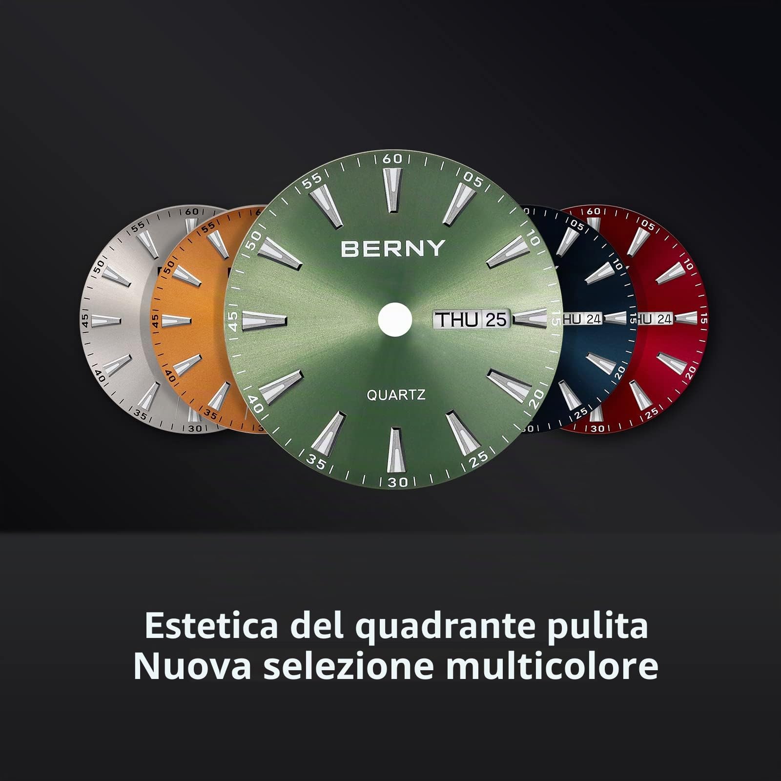 Berny orologio quarzo uomo Miyota 2105 silicone rosso