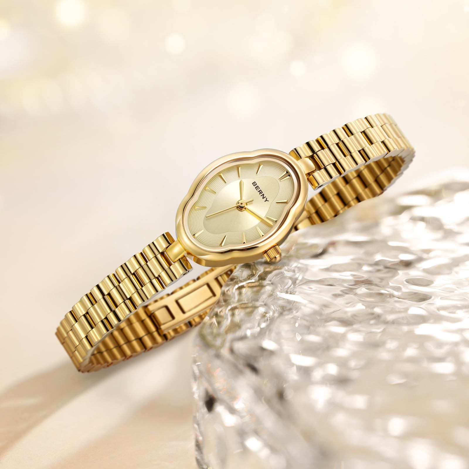 Berny Gold Orologio Donna Giallo Quarzo Vintage 3ATM